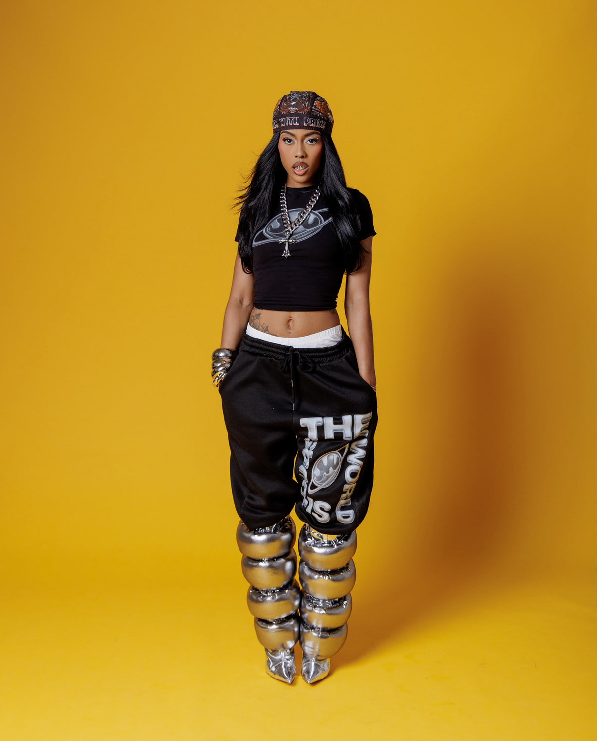 CHROME KITTEN HEEL PUFFER BOOTS