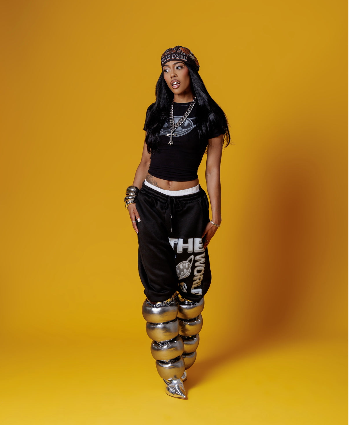 CHROME KITTEN HEEL PUFFER BOOTS