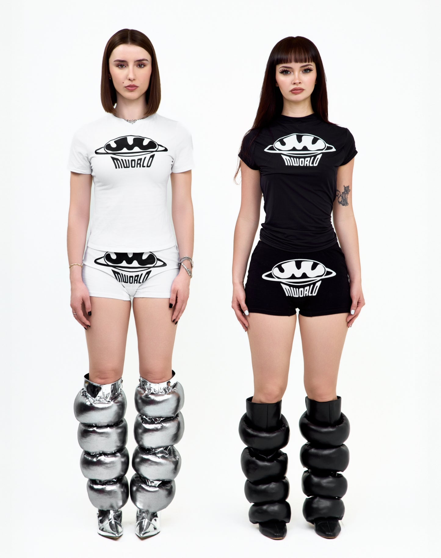 CHROME KITTEN HEEL PUFFER BOOTS